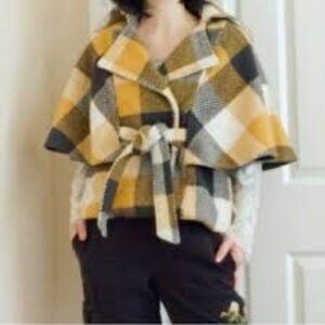 Cartonnier Anthropologie Plaid Capelet Jacket | Women's XS (See Measurements)